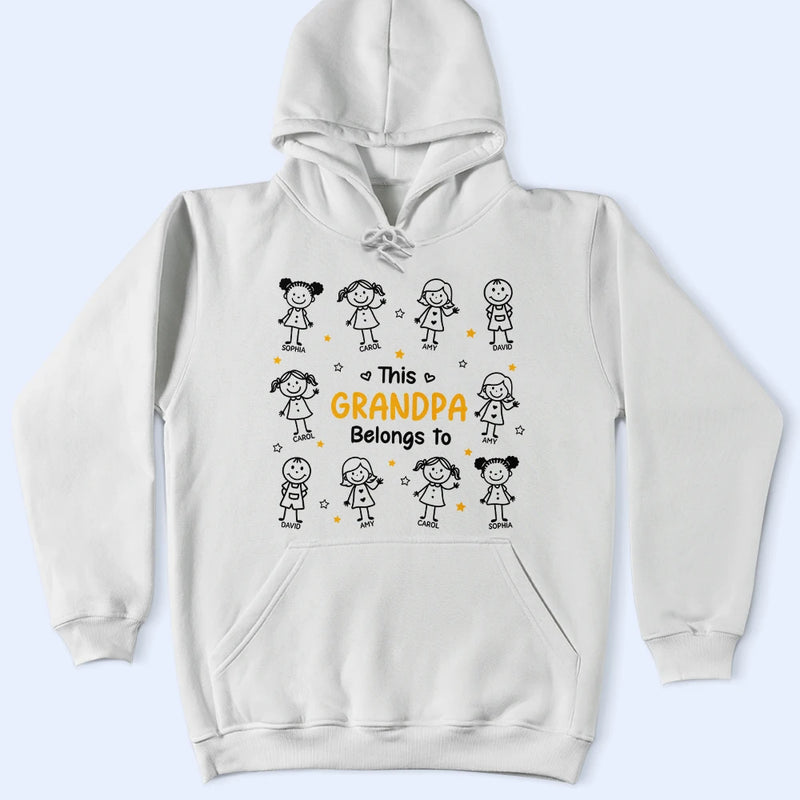 Stick Figures This Grandpa Grandma Belongs To Kids Pet - Personalized T Shirt