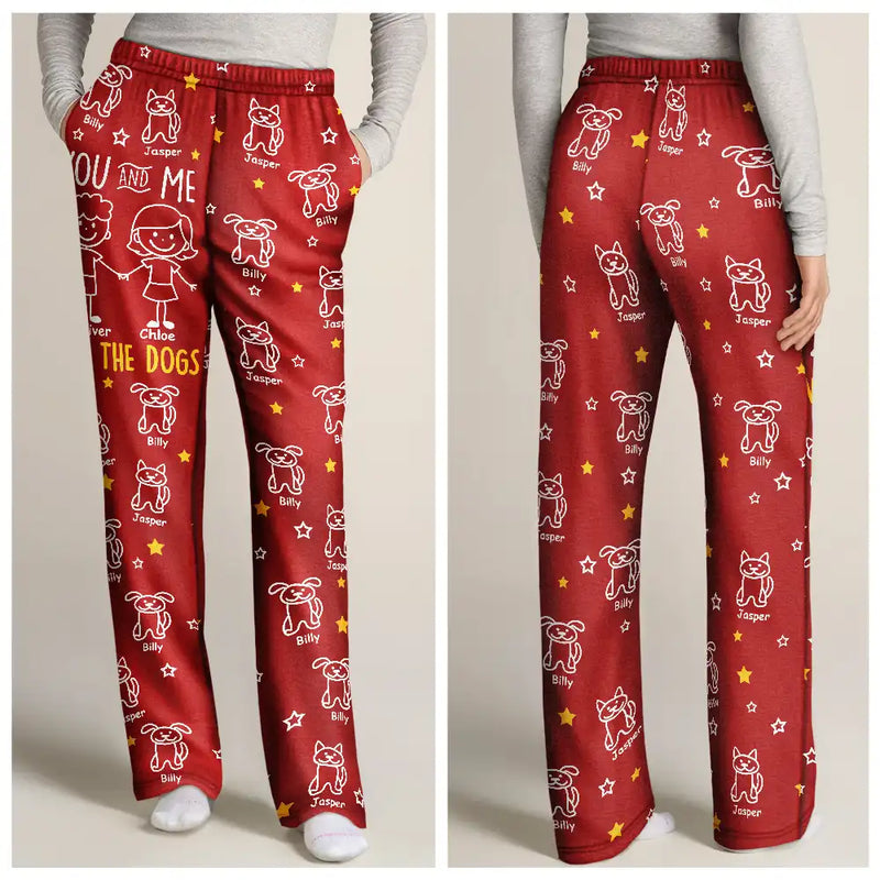 Gift For Couples,Gift For Husband,Gift For Wife,Gift For Boyfriend,Gift For Girlfriend,LGBT,Gift For Women,Gift For Men,Dog Lovers,Pet Lovers,Cat Lovers,Dog Couple,Cat Couple,Pet Couple,Love,Stick Figure - Stick Figures You Me And The Dog Cat - Personalized Pajama Pants