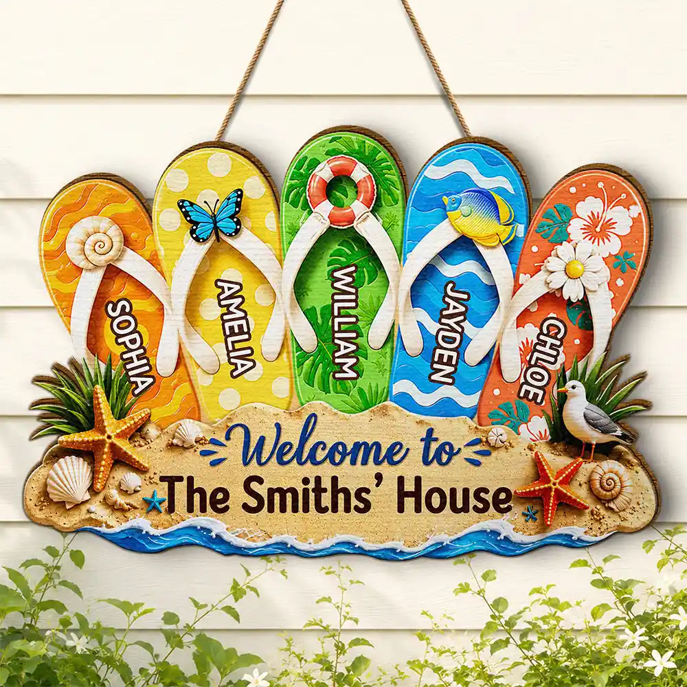 Summer, Family, Adorable, Icon - Summer Vibe Welcome To Our Family - Personalized Custom Shaped Wood Sign
