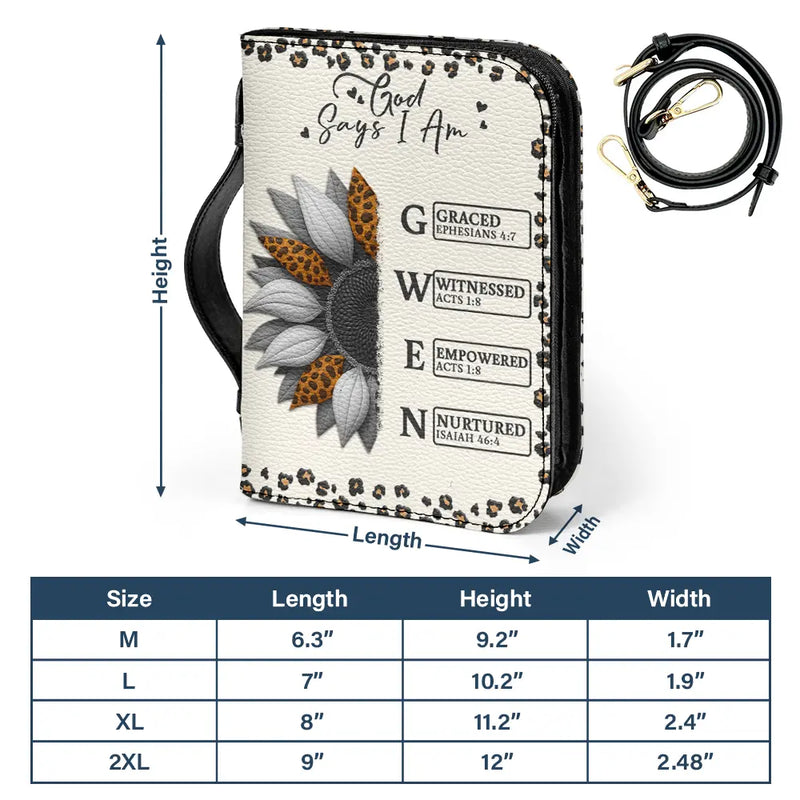 Christian, Christmas, Gift For Yourself, Gift For Grandma - Sunflower Bible Verse God Says I Am - Personalized Bible Cover