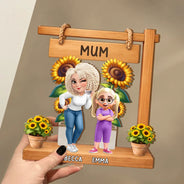 Gift For Grandma, Gift For Mother, Love - Sunflower Grandma - Personalized Custom Shaped 2-Layered Wooden Plaque