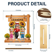 Gift For Grandma, Gift For Mother, Love - Sunflower Grandma - Personalized Custom Shaped 2-Layered Wooden Plaque