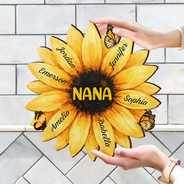 Gift For Mother,Gift For Grandma,Happy - Sunflower Mom Grandma Sign - Personalized Custom Shaped Wood Sign