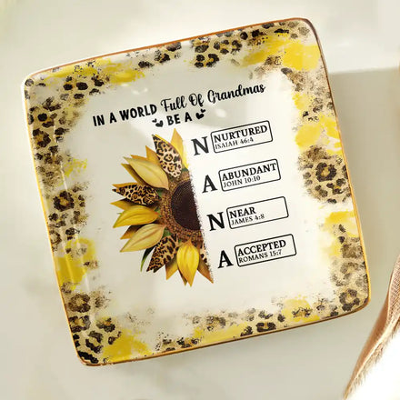 Sunflower Title World Full Of Grandmas - Personalized Ring Dish