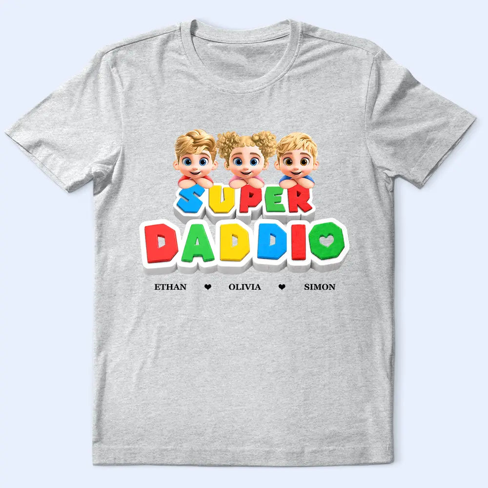 Gift For Father,Gift For Grandpa,Gaming,Top Market,Non-Eng,Vector,Confident - Super Dad Papa Arcade Retro 3D Effect - Personalized T Shirt
