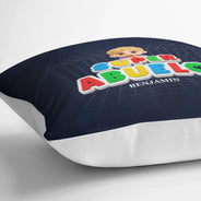 Gift For Father,Non-Eng,Vector,Adorable - Super Dad Papa Arcade Retro 3D Effect Custom Kid Names - Personalized Pillow