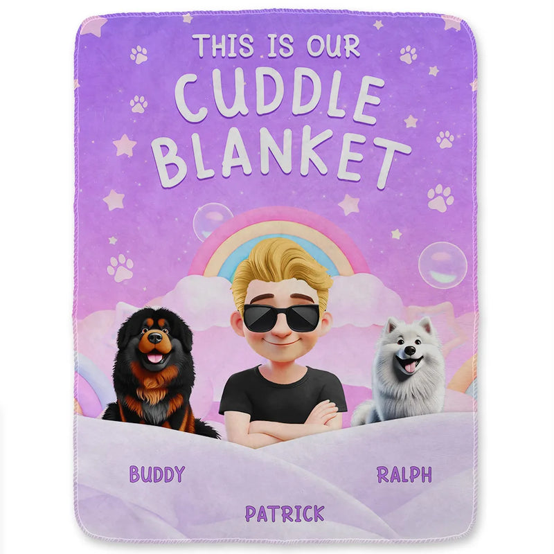 Pet Lovers,Happy - Sweet Dream This Is Our Cuddle 3D Girl And Dog Cat - Personalized Fleece Blanket, Sherpa Blanket