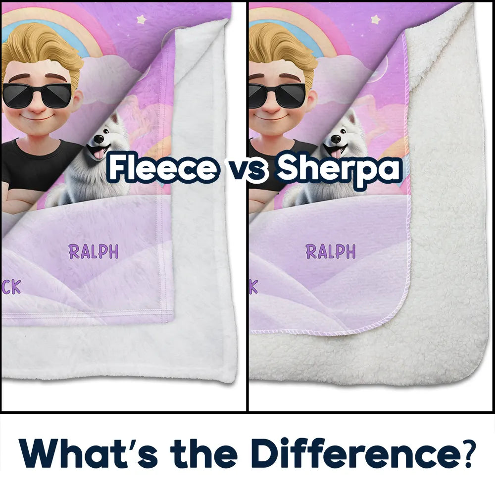 Pet Lovers,Happy - Sweet Dream This Is Our Cuddle 3D Girl And Dog Cat - Personalized Fleece Blanket, Sherpa Blanket