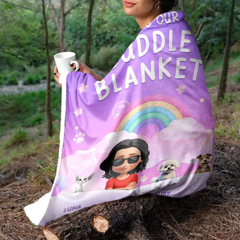 Pet Lovers,Happy - Sweet Dream This Is Our Cuddle 3D Girl And Dog Cat - Personalized Fleece Blanket, Sherpa Blanket
