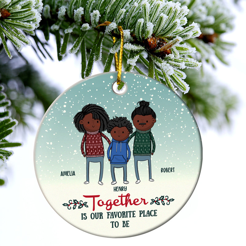 The Ones We Live With Laugh And Love - Christmas Gift For Family - Personalized Custom Circle Ceramic Ornament