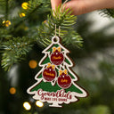 Tree Shape Love Grows Here - Holiday, Xmas, Christmas Gift For Family, Parents, Grandparents - Personalized 2-Layered Wooden Ornament