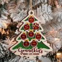 Tree Shape Love Grows Here - Holiday, Xmas, Christmas Gift For Family, Parents, Grandparents - Personalized 2-Layered Wooden Ornament
