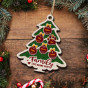 Tree Shape Love Grows Here - Holiday, Xmas, Christmas Gift For Family, Parents, Grandparents - Personalized 2-Layered Wooden Ornament