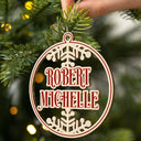 Christmas Bauble Family Members And Friends Custom Name - Xmas Gift For Parents, Grandparents, Besties - Personalized Wooden Cutout Ornament