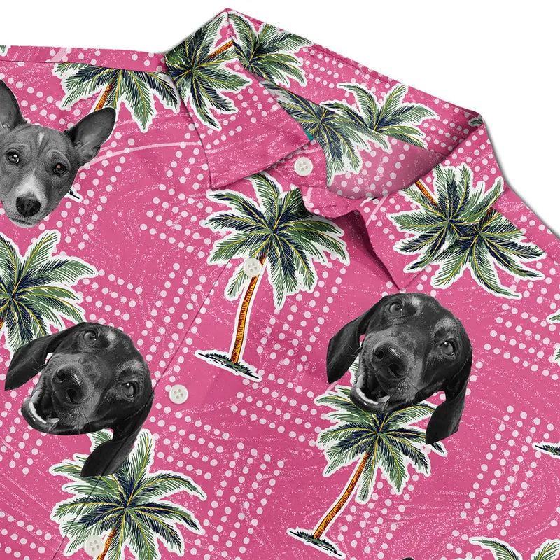 Custom Photo Pets Kids And More Vintage Palm Trees - Personalized Hawaiian Shirt