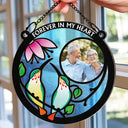 Custom Photo Hummingbird And Flower Memorial Parent -  Personalized Window Hanging Suncatcher Ornament