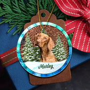 Custom Photo Christmas Pet Lovers - Personalized Stained Glass Ornament