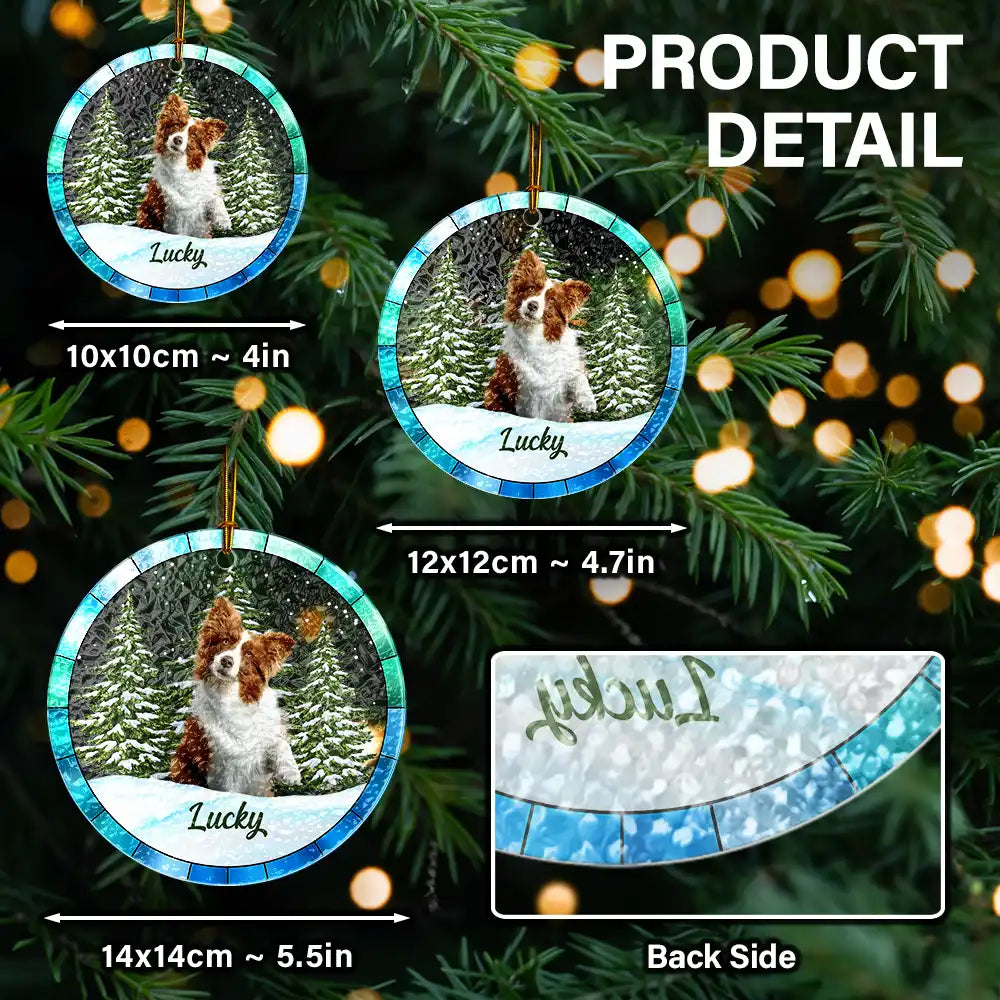 Custom Photo Christmas Pet Lovers - Personalized Stained Glass Ornament