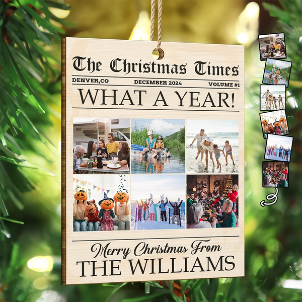 Family, Gift For Bestie - Custom Photo The Christmas Times What A Year For Family And Friends - Personalized Custom Shaped Wooden Ornament
