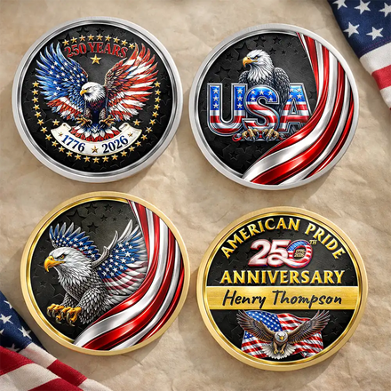America 250th Anniversary US Pride Patriotic Eagle - Personalized Commemorative Keepsake Coin
