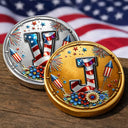 America 250th,Independence Day - America Stars And Stripes Monogram Initial Custom Name - Personalized Commemorative Keepsake Coin