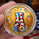 America 250th,Independence Day - America Stars And Stripes Monogram Initial Custom Name - Personalized Commemorative Keepsake Coin