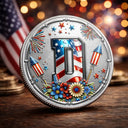 America 250th,Independence Day - America Stars And Stripes Monogram Initial Custom Name - Personalized Commemorative Keepsake Coin