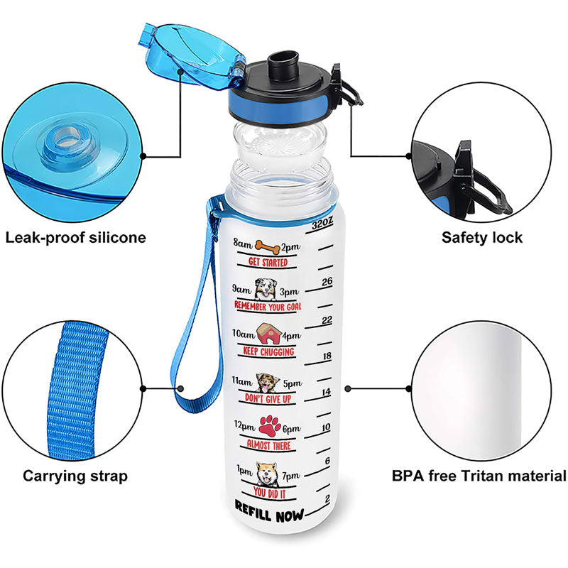 Dog Lovers Crazy Dog Lady - Personalized Custom Water Tracker Bottle