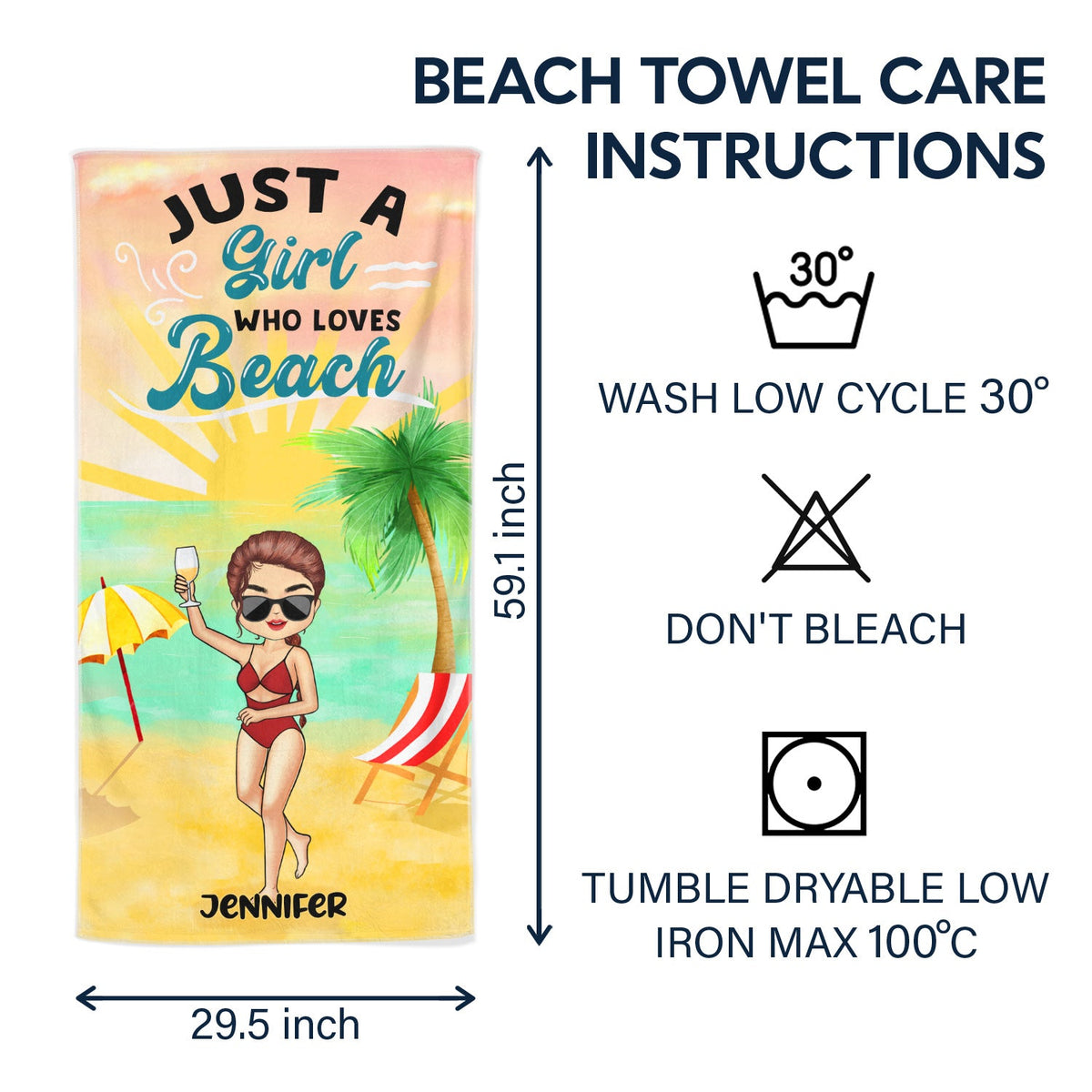 Just A Girl Boy Who Loves Beach - Gift For Beach Lovers - Personalized Custom Beach Towel