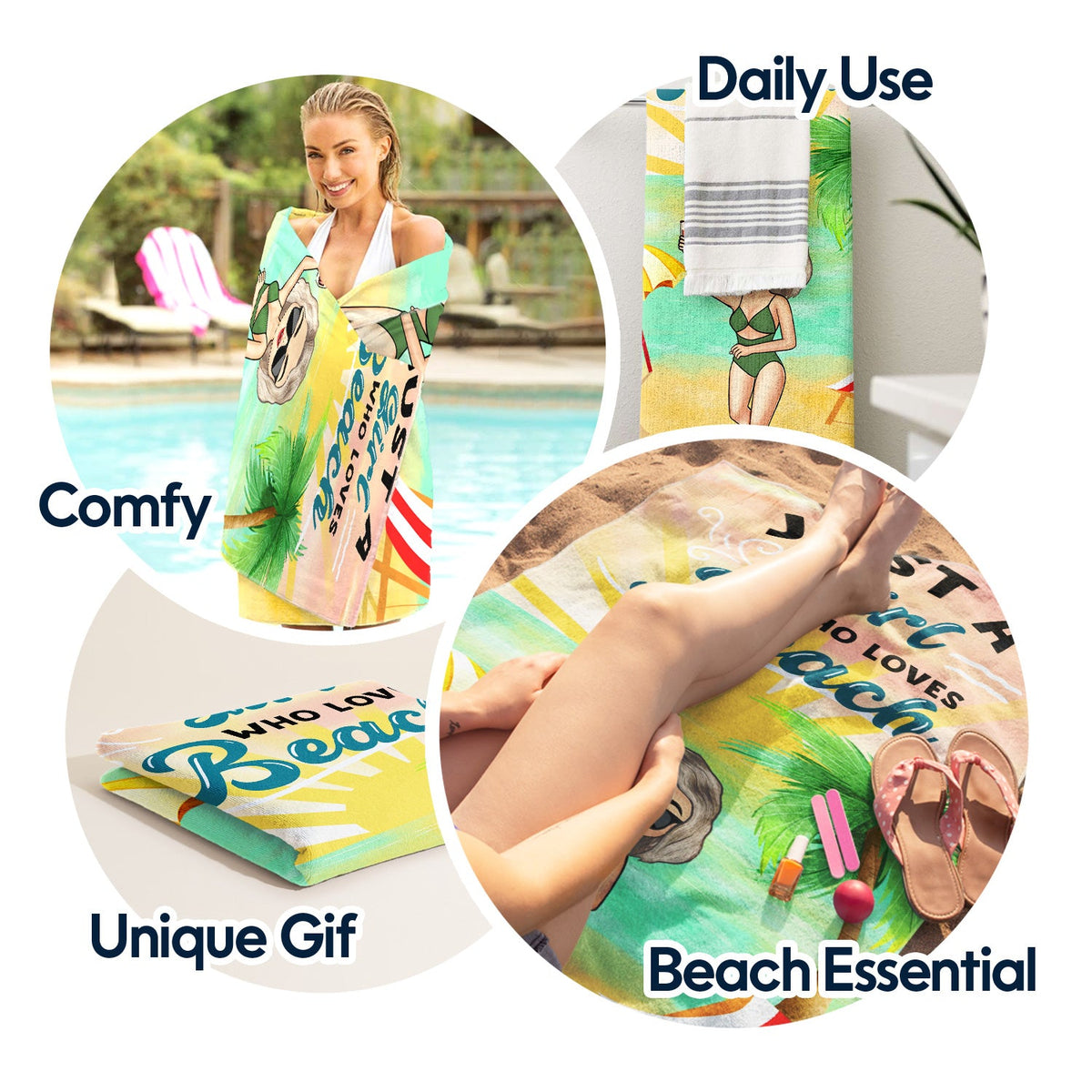 Just A Girl Boy Who Loves Beach - Gift For Beach Lovers - Personalized Custom Beach Towel