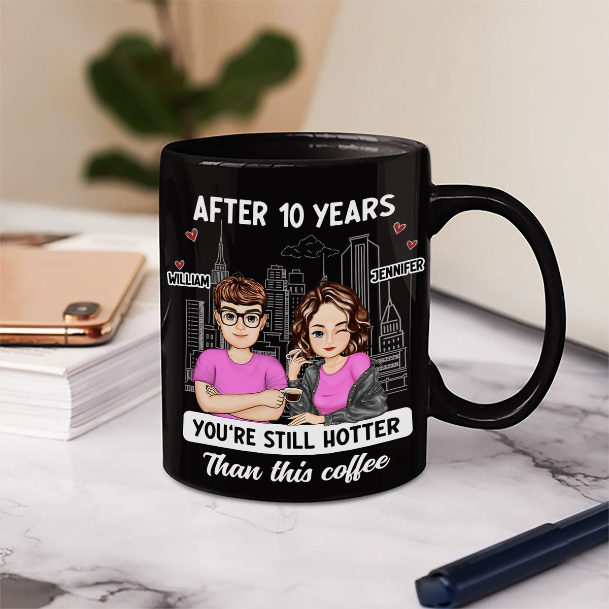 Cartoon Couple After Years You're Still Hotter Than This Coffee - Gift For Couples - Personalized Mug