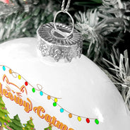 Meowy Catmas Funny Cartoon Cats - Christmas Gift For Cat Lovers - Personalized White Flat Ball Ornament