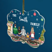 Christmas Backside Family All Custom Name - Gift For Family - Personalized Medallion Acrylic Ornament