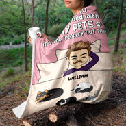 Too Peopley Out There - Gift For Pet Lovers - Personalized Fleece Blanket