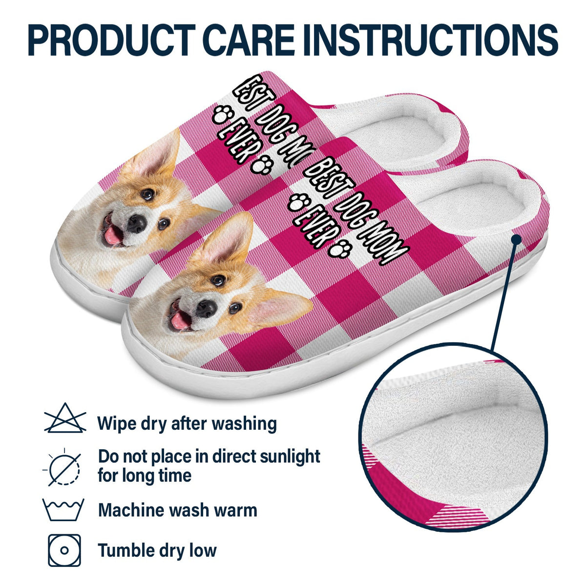 Custom Photo Best Dog Mom Ever - Gift For Pet Lovers - Personalized Fluffy Slippers