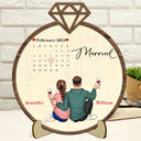 Couple Calendar Married Engaged - Gift For Couples - Personalized 2-Layered Wooden Plaque With Stand