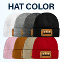 Daddy Papa - Gift For Father, Grandpa - Personalized Beanie With Leather Patch