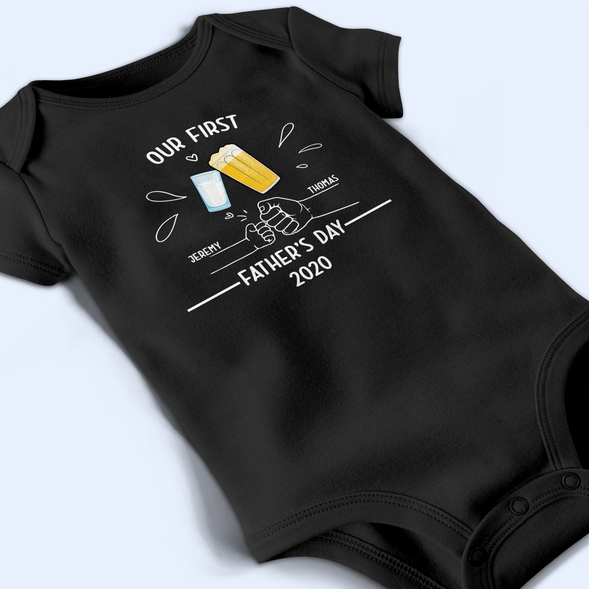 Our First Father's Day - Gift For New Dad, Newborn - Personalized Baby Onesie
