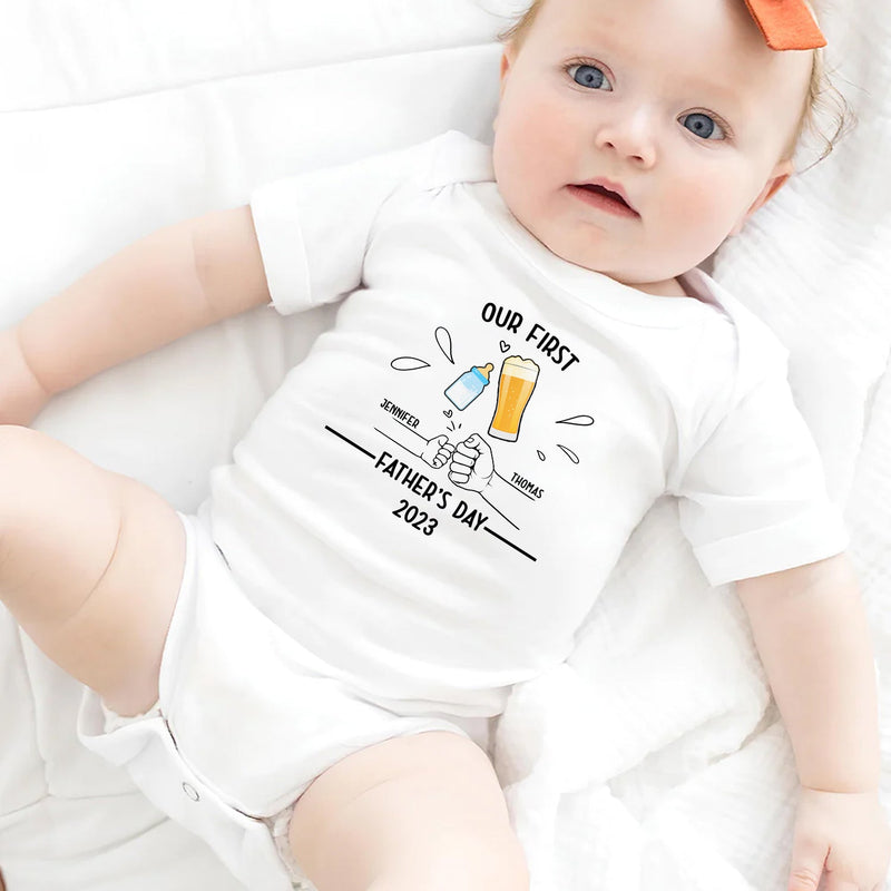 Our First Father's Day - Gift For New Dad, Newborn - Personalized Baby Onesie