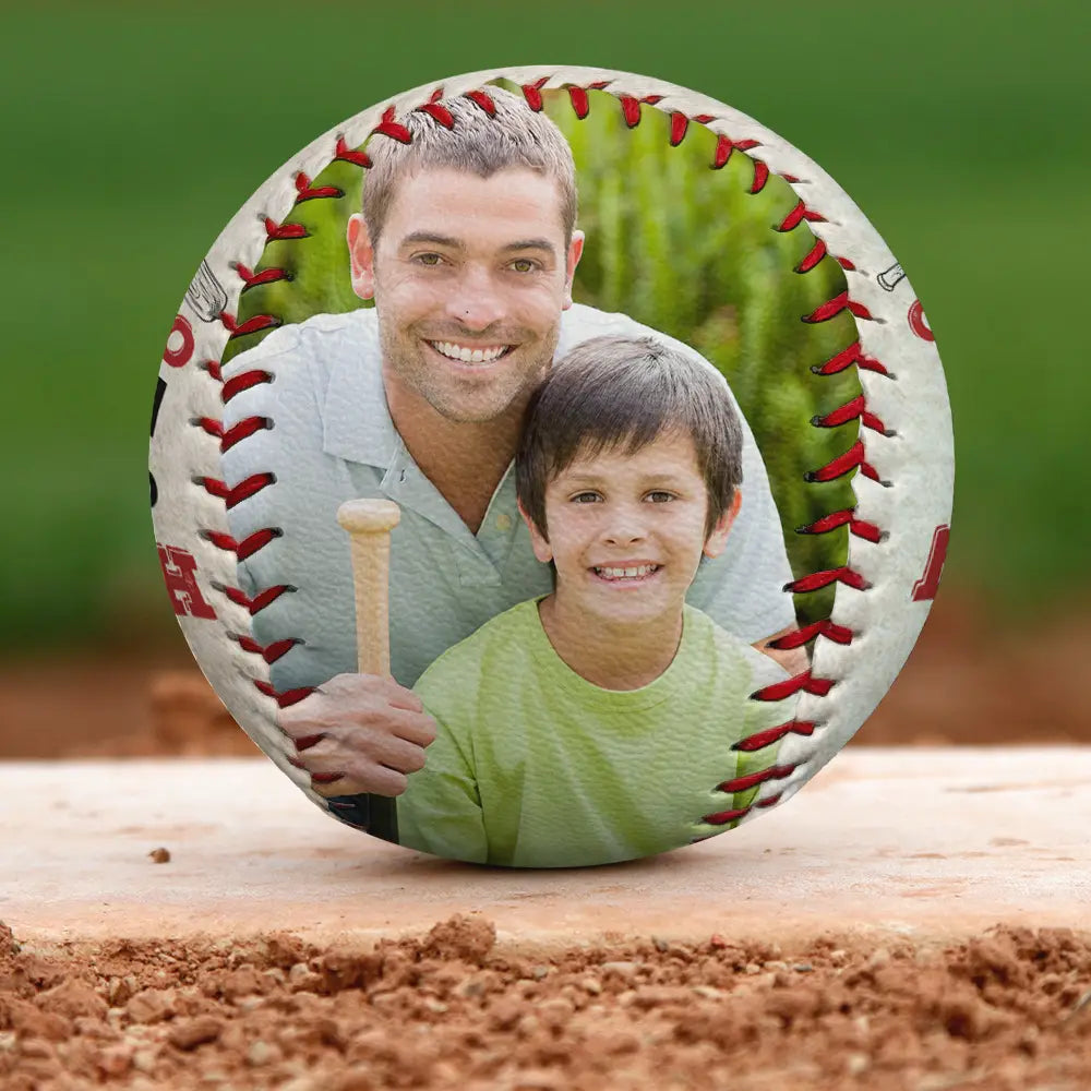 Custom Photo We Hit A Homerun Scoring You As Our Dad - Personalized Baseball, Softball