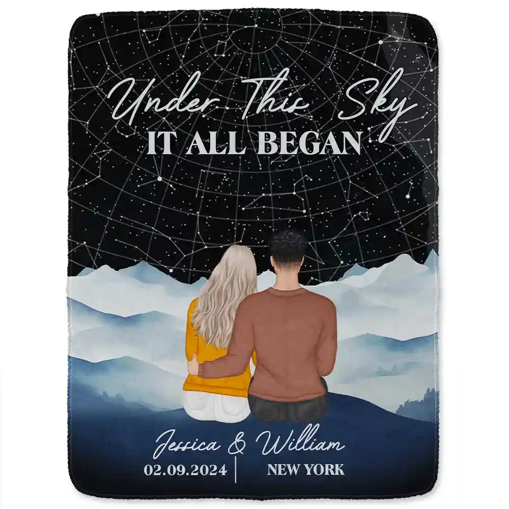 Star Map It All Began - Personalized Fleece Blanket, Sherpa Blanket
