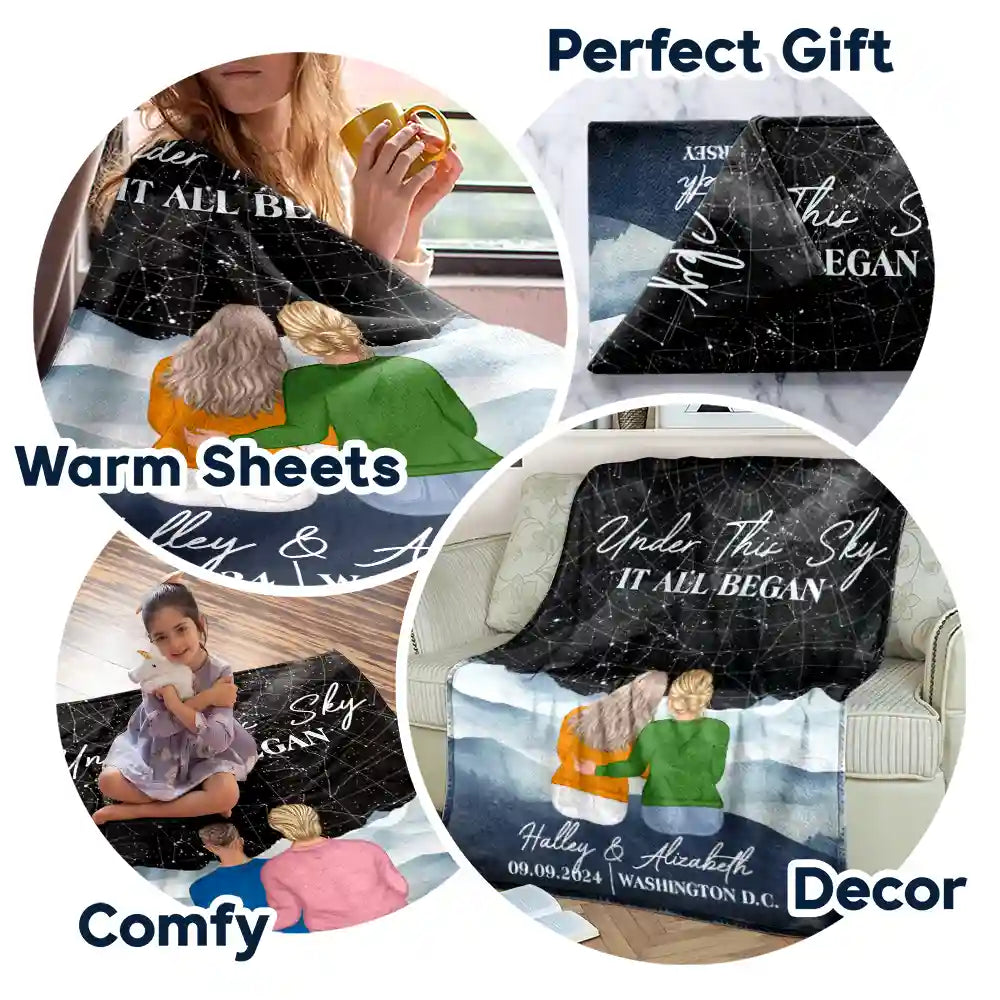 Star Map It All Began - Personalized Fleece Blanket, Sherpa Blanket