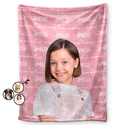 Custom Photo Name Blanket - Personalized Fleece Blanket, Sherpa Blanket