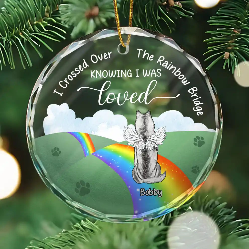 Over The Rainbow Bridge - Personalized Circle Glass Ornament