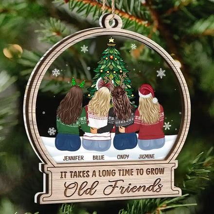 Christmas Tree Grow Old Friends - Personalized 2-Layered Mix Ornament