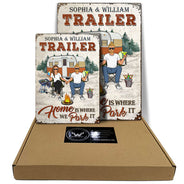 Camping Couple Home is Where You Park It - Couple Gift - Personalized Custom Classic Metal Signs