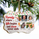 Custom Photo Family Where Life Begins And Love Never Ends - Christmas Gift For Family - Personalized Custom Wooden Ornament