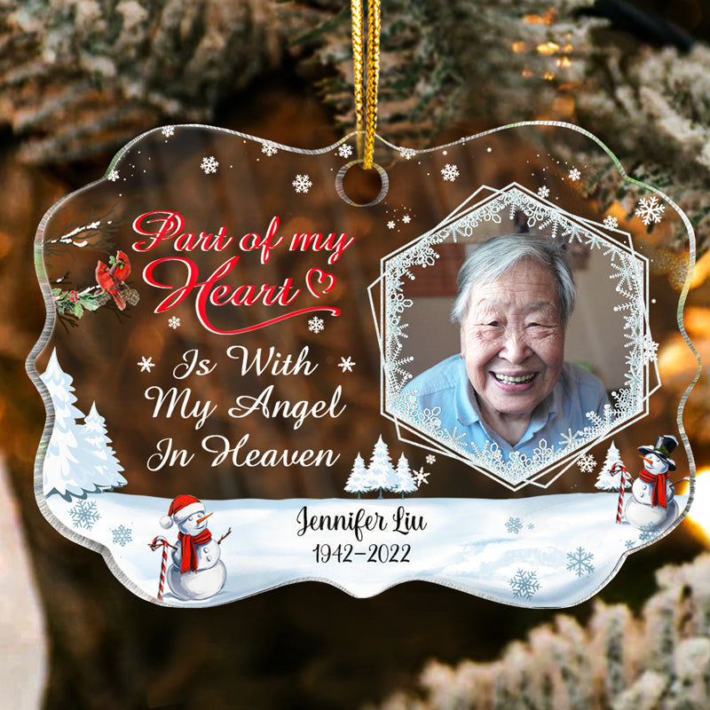 Custom Photo In Loving Memory Those We Love Don't Go Away Christmas - Memorial Gift For Family - Personalized Custom Medallion Acrylic Ornament