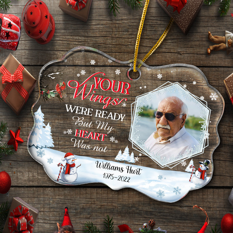 Custom Photo In Loving Memory Those We Love Don't Go Away Christmas - Memorial Gift For Family - Personalized Custom Medallion Acrylic Ornament
