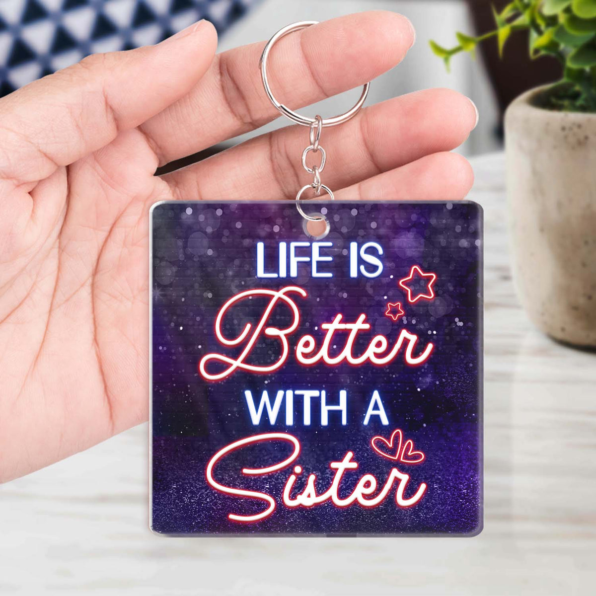 Sister Rain Or Shine I Will Always Be There Pinky Promise - Gift For Sisters - Personalized Custom Acrylic Keychain